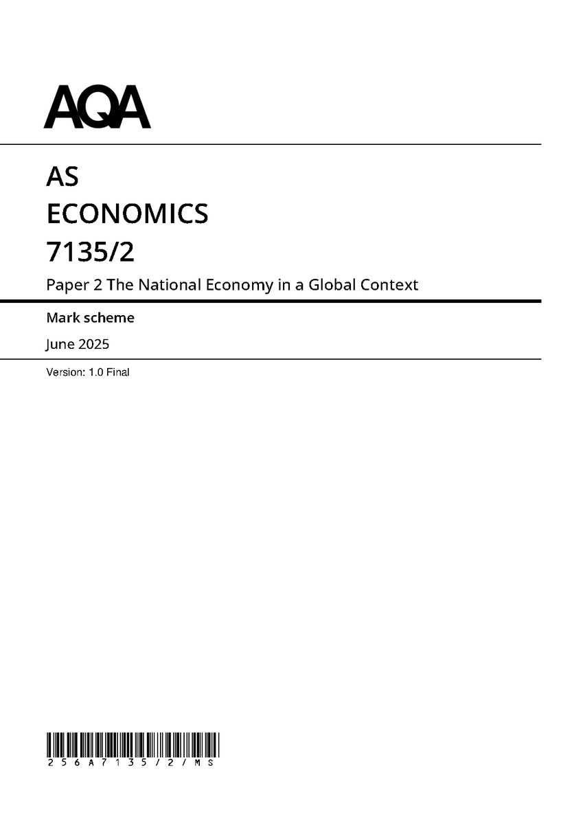 AStephensadriel's tweet photo. https://t.co/QdT00mUn41
2025 AQA As Level Economics Mark Scheme Paper 2 7135 2 The NATIonal Economy In A Global Context
#2025aqaas #aqaaslevel #asleveleconomics #Economics #EconomicsMarkScheme #economicsmarkschemepaper2 #71352 #nationaleconomy #Economy #hackedexams https://t.co/9PbVy2rbnJ