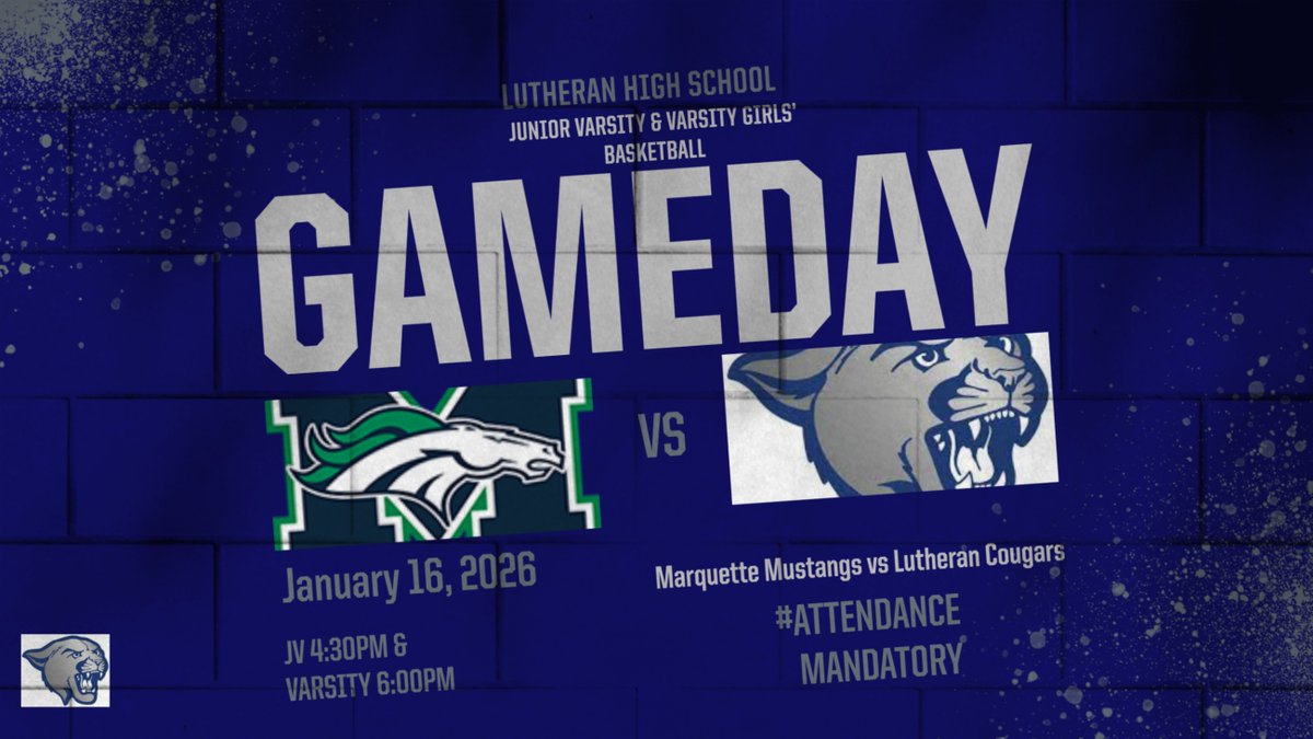 LutheranCougars's tweet image. Friday January 16, 2026 no excuses NOT to see you in the Cougars Den. We need you loud and proud in the den @ 4:30pm JV &amp;amp; 6:00pm Varsity. #Attendanceismandatory #Cougarpride #Cougarnation