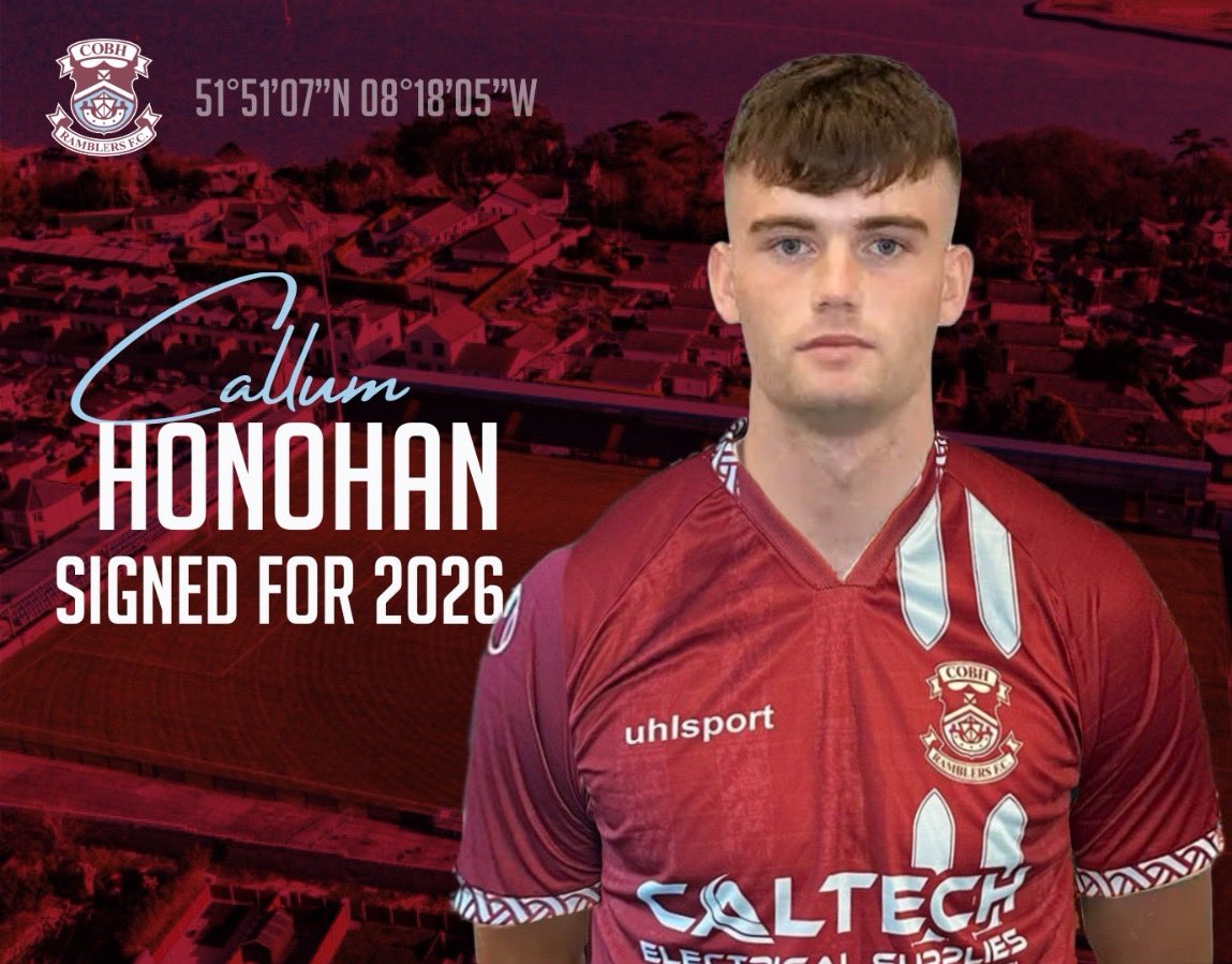 CobhRamblersFC's tweet photo. Honohan comes home!

We are delighted to announce the loan signing of @shamrockrovers centre back Callum Honohan until June.

Callum was a part of our academy set up before first moving to Cork City and in July of last year following his brother Josh to Tallaght. At senior level, he has made two Munster Senior Cup appearances during his time with Cork City.

Welcome back to Cobh, Callum!

#CallumIsARam