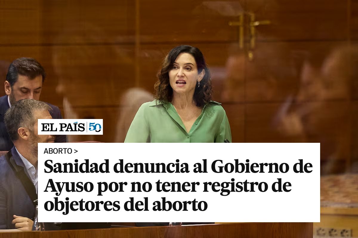 Vamos a llegar hasta el final para garantizar el aborto libre y en la pública en la Comunidad de Madrid. Ayuso no se va a salir con la suya.

No vamos a renunciar a un derecho de las mujeres que tanto nos ha costado conseguir. Si alguien se tiene que ir fuera, es ella.