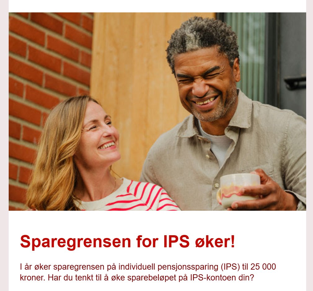 Driter i å øke sparegrensen på IPS her, jeg