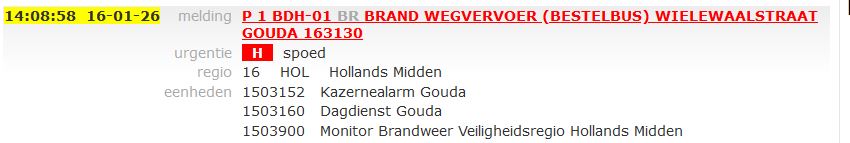 Brand in voertuig aan de Wielewaalstraat in Gouda