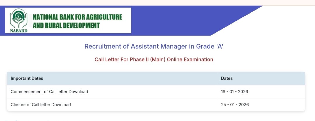 💥 NABARD Assistant Manager Grade-A 2025 Phase-2 (Mains) Admit Card  - Out 🎤 
#NABARD #AssistantManager #MainsAdmitCard #Phase2AdmitCard #ResultBharat
🔗 Download Link:
👉 resultbharat.com/NABARD-AM-Gr-A…