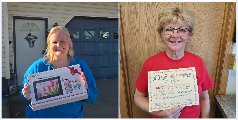 WINNER, WINNER Prime Rib Dinner! Here are two more winners with their #12DaysofGiving prizes! Cadrien Livingston of Hubbard with her digital frame and Delma Berg of Stuart with her 500 GB credit! Congratulations ladies!