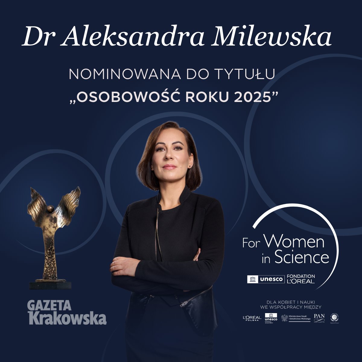 lorealpoland's tweet photo. 📣 ZAGŁOSUJ NA OSOBOWOŚĆ ROKU! Dr Aleksandra Milewska – stypendystka programu L’Oréal-UNESCO Dla Kobiet i Nauki – została nominowana do tytułu #OsobowośćRoku2025 w kategorii #nauka! 🗳️ Głosowanie do 12.03.2026 👉 Szczegóły i głosowanie https://t.co/p1tp7HSsz2💪 @gaz_krakowska https://t.co/F9X47QlykW