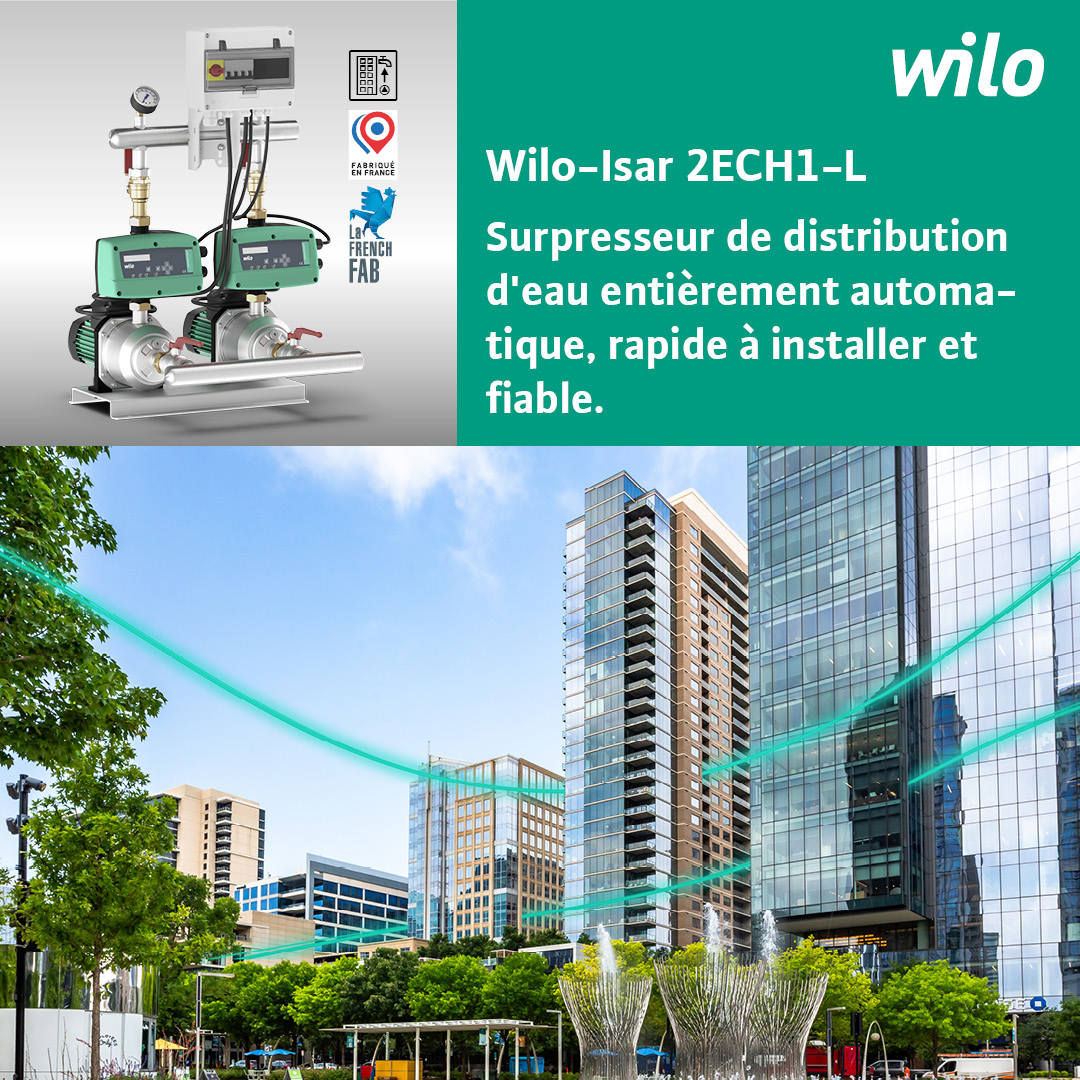 🚀 Wilo lance une nouvelle gamme de surpresseurs Wilo-Isar 2ECH1-L 💧
Compacts, entièrement automatiques et certifiés ACS, ils sont conçus pour garantir une distribution d’eau hygiénique et sécurisée.
En savoir plus 👉🏻 ow.ly/Vlzg50XY071
#Wilo #WiloFrance #Surpresseur