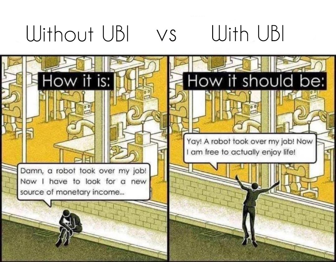 <a href="/commsurreallism/">communist history vids ☭</a> You CAN (and should) have a classless society with shared "hyper-wealth", zero poverty, and without exploiting anyone.
The sharing mechanism is a #VAT funded #UBI.
This is the reality offered by #AI &amp; #automation.

You CAN (and should)
  👊DEMAND UBI👊
         Right Now!