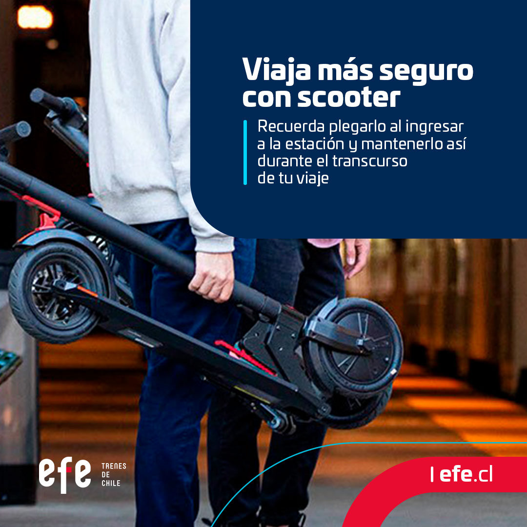 🛴 ¡Recuerda llevar tu scooter plegado durante todo tu viaje a bordo del tren!
