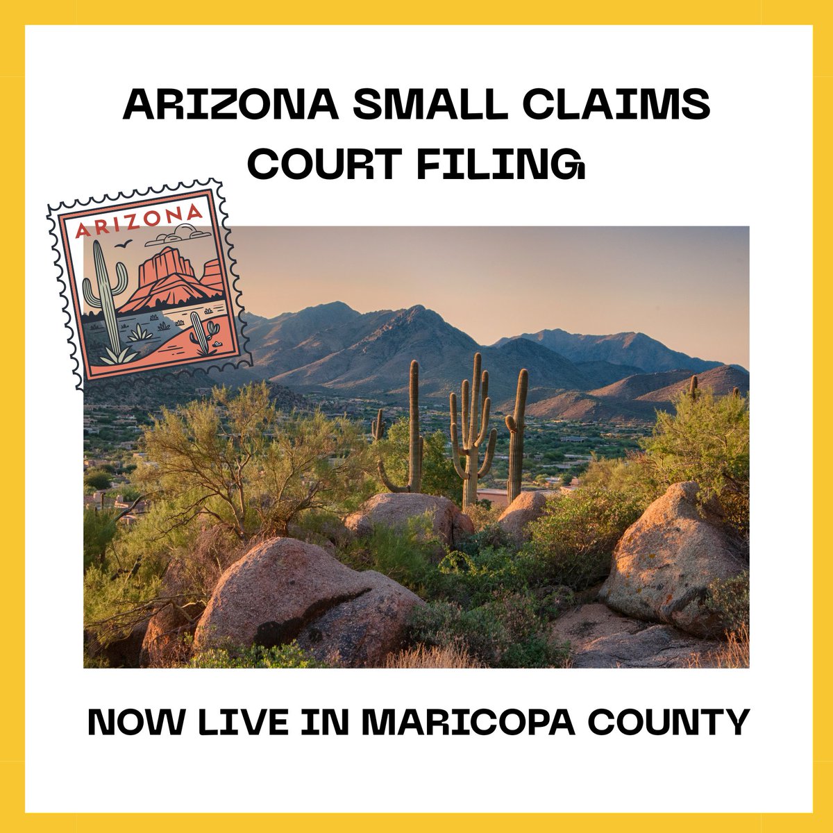 Maricopa County is the largest county in Arizona.

We already support starting cases in all 50 states.

If things don’t get resolved, you can now file a small claim from the comfort of your home in Maricopa County end to end.

This is access to justice 

plb