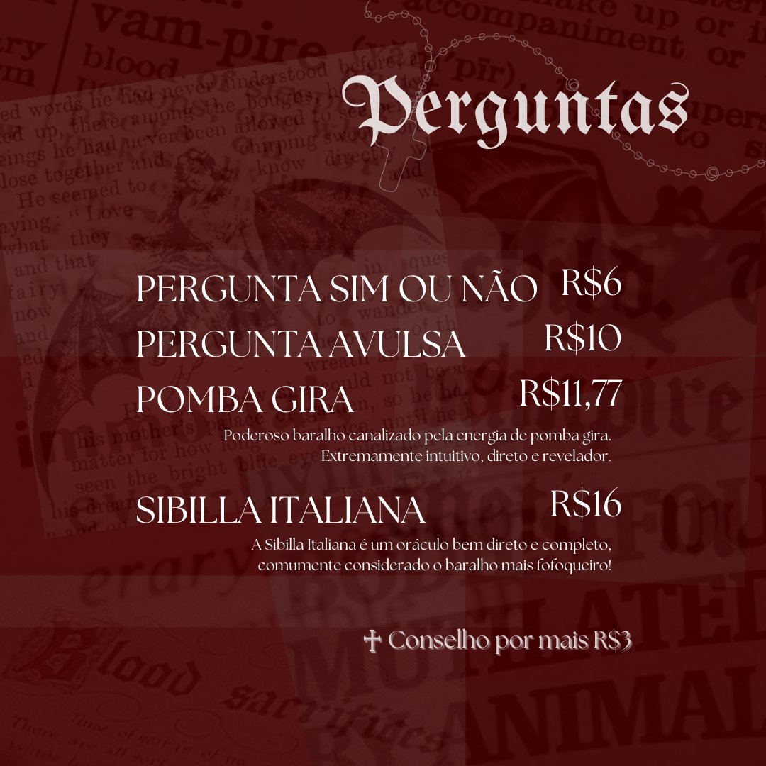 dracultarot's tweet image. .˚𓏲♱ free card ❦ೄྀ

perguntas de sim ou não 🦇

regras:
• perguntas nos comentários (apenas iniciais e data de nascimento dos envolvidos)
• me seguir
• rt e fav aqui e fixado 
• limite de 15 pessoas