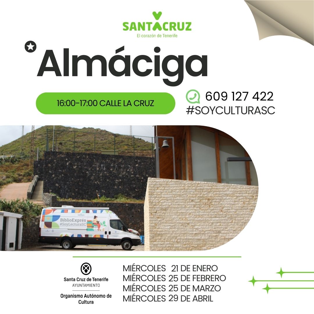DistritoAnaga's tweet photo. 📚🚍 La BiblioExprés continúa por Anaga
📅 Miércoles 21/01
🕓 16:00-17:00 – Almáciga, c/ La Cruz (Iglesia Virgen de Begoña)
🕔 17:10-18:10 – Taganana, Camino La Cuestilla (TF-132, parada TITSA 1531)
#DistritoAnaga #BiblioExprés #Lectura #Cultura #BibliotecaMóvil #Tenerife https://t.co/1MBuvlNf5Y