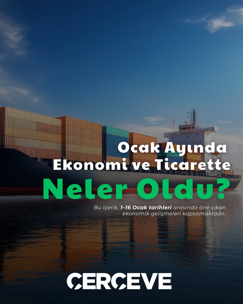 CerceveDergisi's tweet photo. Ocak Ayı Ekonomi Gündemi 

Kamu yatırımlarından enerji desteklerine, tarım fiyatlarından küresel petrol piyasalarına uzanan gündemde öne çıkan başlıkları derledik.

1–16 Ocak döneminde ekonomide yaşanan gelişmeleri kısa ve net başlıklarla inceleyebilirsiniz.

#ekonomi #ticaret https://t.co/HAVQVdkxcb