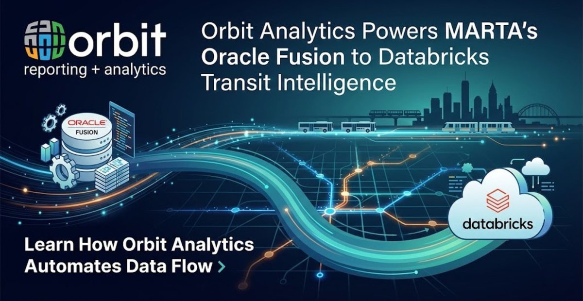 #MARTA drives $2.6B in daily economic impact. Moving #OracleFusion data to Databricks was slow—until Orbit #DataPipelines. No-code ETL, governance, real-time insights. From custom code to configurable flows in days. Case study: hubs.la/Q03_4fDg0 #oraclefusion #databricks