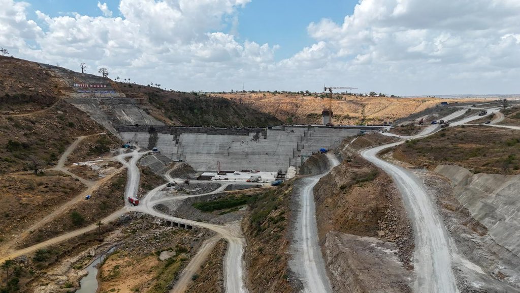 Mwache Main Dam, which is currently 68% complete. The Dam is a Roller-Compacted Concrete (RCC) Dam and works are ongoing.
