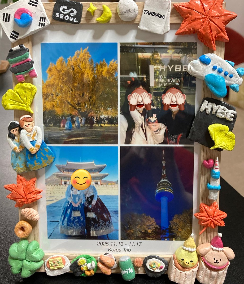 カムバの日に🎂レベルアッープ⇧⇧

娘から貰った誕プレのうちの一つ🎁
11月渡韓時の写真に粘土でデコ！
コレは嬉しい(๑>◡<๑)