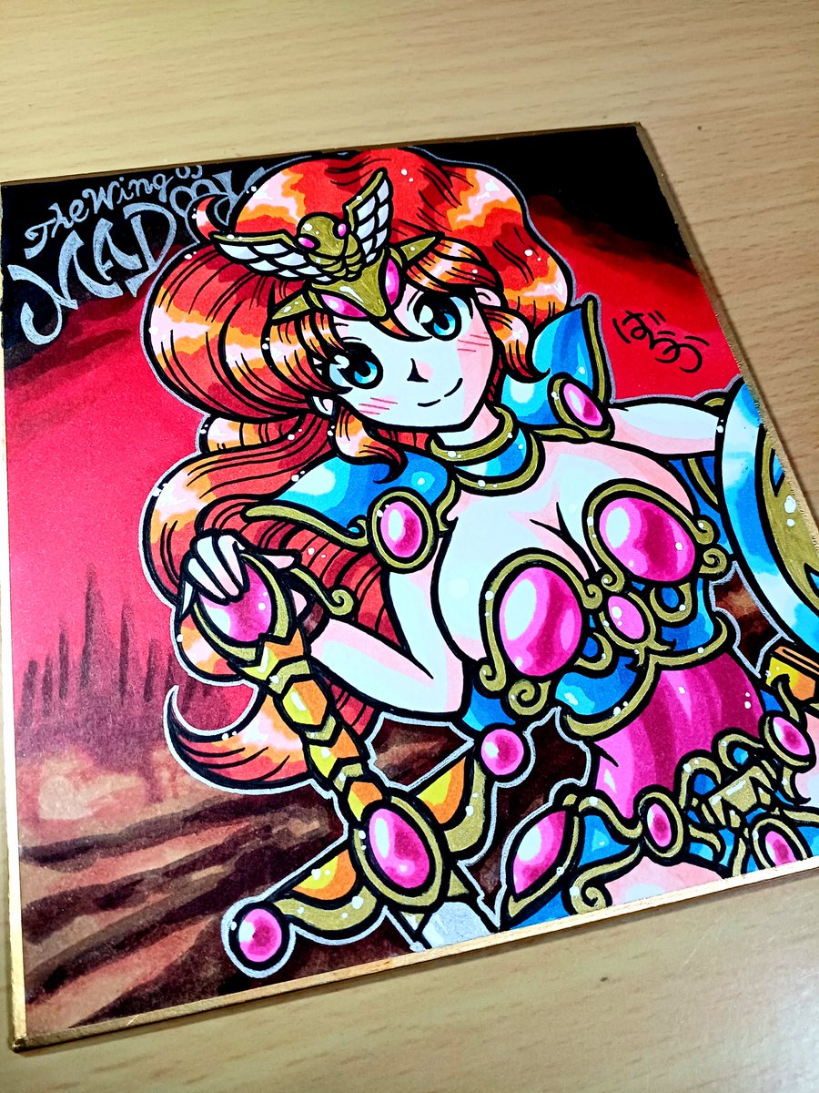 oekaki55baraka's tweet image. ミニ色紙に
#マドゥーラの翼 から
ルシアさんを描きました(^o^)
いつもの3倍時間かけました！

#ゲーム
#レトロゲーム