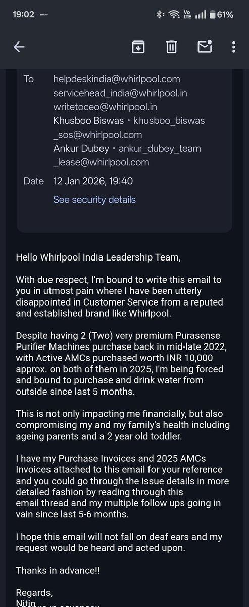 iamAnKayJay's tweet photo. @whirlpool_india @WhirlpoolCorp @whirlpool @whirlpool
@jagograhakjago

How much low the entire Whirlpool India team will stoop to!

The entire India Service Leader, Whirlpool India CEO Office and helpdesk is choosing to side with and turn a blind eye to daylight robbery. Wow !! https://t.co/1gVr8xYy22
