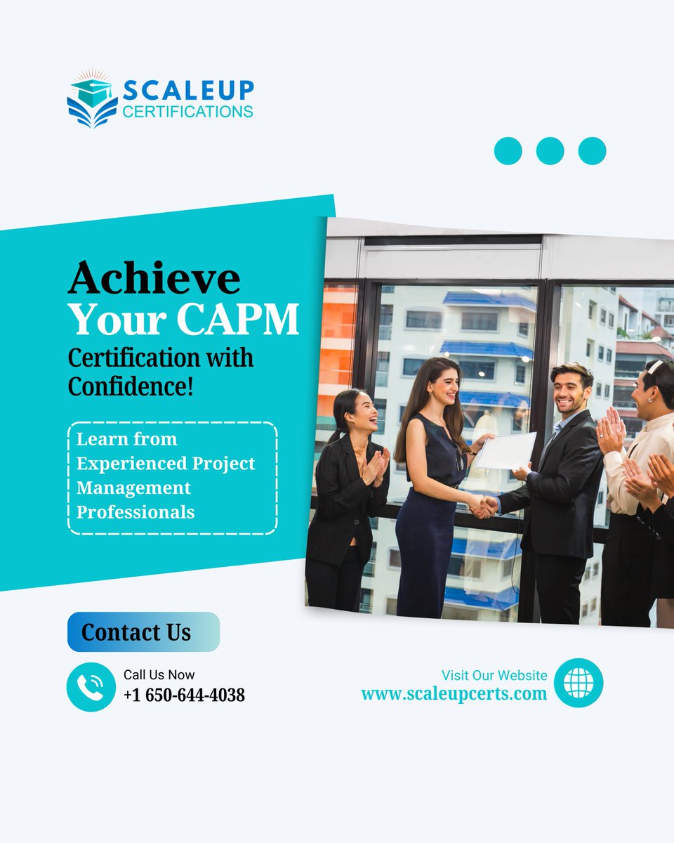 scaleup_certs's tweet photo. Achieve your CAPM® certification with confidence 
Learn directly from experienced project management professionals and build a strong foundation for your PM career
#capmcertification #projectmanagement #pmicertification #careergrowth #entrylevelpm #professionaltraining https://t.co/WHZnXdv4od