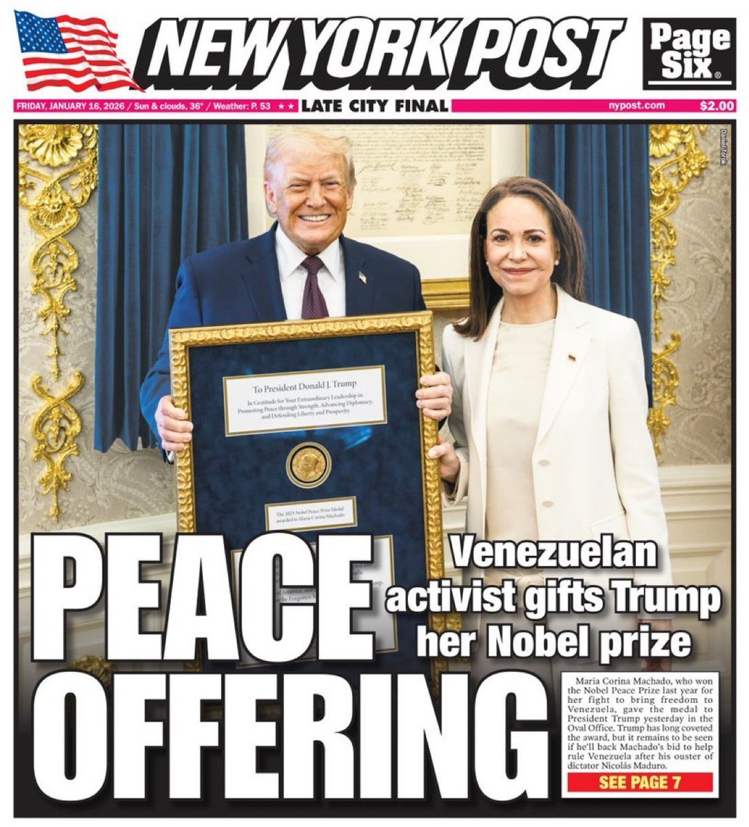 KevinOffScript's tweet image. Gifting/giving someone your Noble Peace prize is just dumb. Trump should never have accepted it. It just makes everyone look foolish.