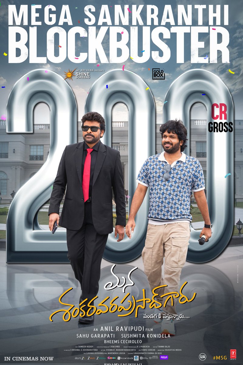 #ManaShankaraVaraPrasadGaru is running to packed houses across Andhra, with 95% evening and night shows already sold out.

With the weekend coming up, occupancies are set to rise even more and extra shows are likely to be added. 🔥