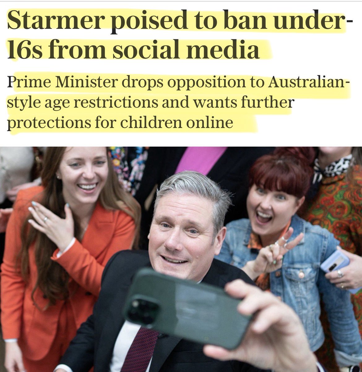Artemisfornow's tweet image. In order to ban under 16 year olds from social media be under no illusions.

Every child will have to have a digital ID (handy that's in the schools and welfare bill from birth.) 

Every adult will have to have a digital ID to prove they arent a child (handy that Starmer has one…
