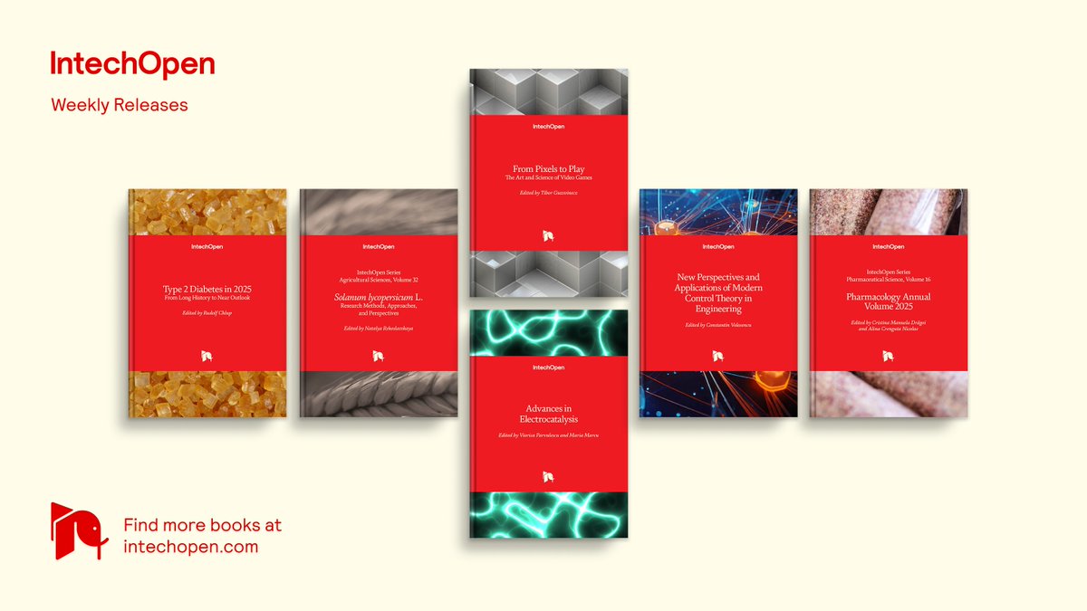 IntechOpen's tweet image. It’s early 2026, and we’re back to doing what we do best: publishing new #research every week. 

Check out this week’s lineup of #OpenAccess books covering a wide range of subject fields on our website. Free to read and download now! 

#IntechOpen #WeeklyReleases #Science