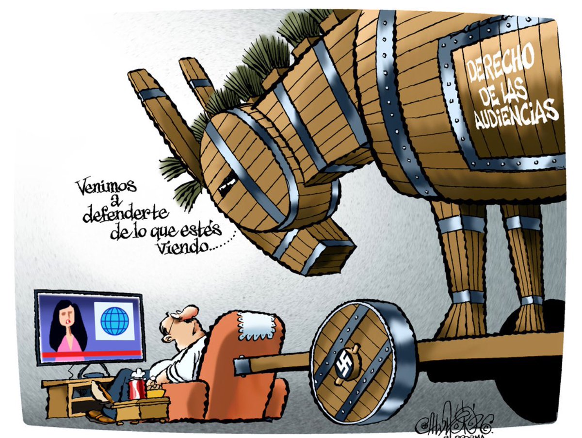 AUDIENCIAS
 <a href="/SergioSarmiento/">Sergio Sarmiento</a> 

No, las "audiencias" no necesitan que el gobierno las proteja. El régimen quiere censurar la radio y la televisión abiertas. Ese es el propósito de los "derechos de las audiencias"que ha impuesto aprovechando su mayoría legislativa. <a href="/CartonCalderon/">PacoCalderónCartones🇲🇽❤️🇺🇦❤️🇮🇱</a>