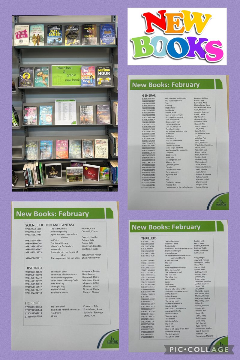 HaltonLibraries's tweet image. Did you know that at Halton Libraries we have New Book list for you to reserve books before they are released ? We also have New book deliveries each week x Check out our New book displays,ask a member of staff or browse our website for more details 

library.haltonbc.info/booklists/
HH