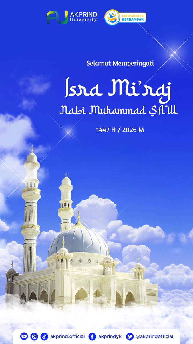 Selamat memperingati Isra Mi’raj🤍

#ProdiUnggul #UKTTerjangkau #KuliahMurahdiJogja #akprinduniversity #tumbuhdanberinovasi