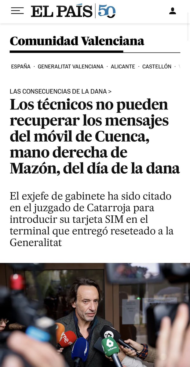 El PP está dispuesto a todo para que no conozcamos la verdad de lo ocurrido el día de la DANA. 

La mano derecha de Mazón ha borrado por completo su móvil, tiene miedo de que salgan a la luz sus mensajes. 

No es un fallo técnico, es una decisión humana para destruir pruebas.