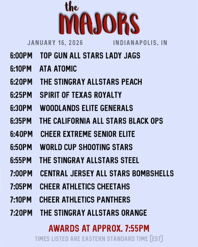 TONIGHT'S THE NIGHT 🤩

here's the schedule for #MAJORS26 ⬇️