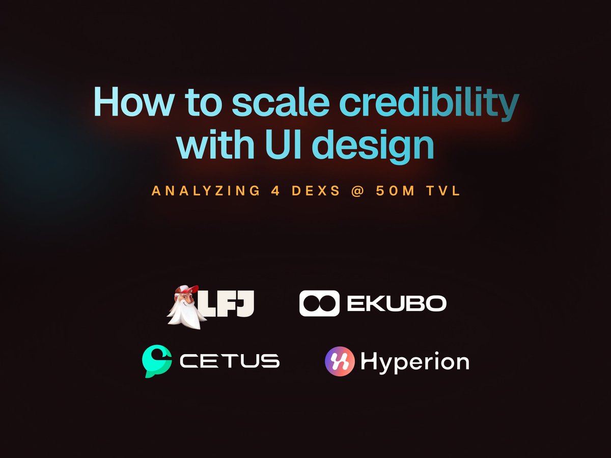 Signed a design client this week building a crypto trading platform.

So I analyzed their competition, 4 DEXs at $50M-$60M TVL.
Ekubo, LFJ, Hyperion, Cetus.

Similar features. Similar metrics.

But Cetus stood out immediately.

Not more features.
Not higher TVL.

Just a solid