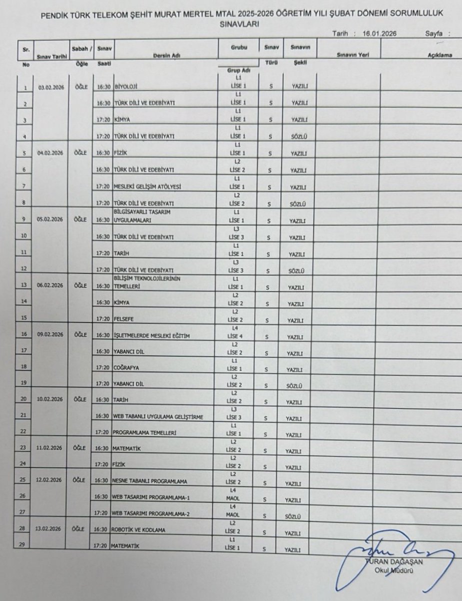 📢 ŞUBAT AYI SORUMLULUK SINAVLARI TAKVİMİ‼️
<a href="/TuranDgsn/">Turan DAĞAŞAN</a>