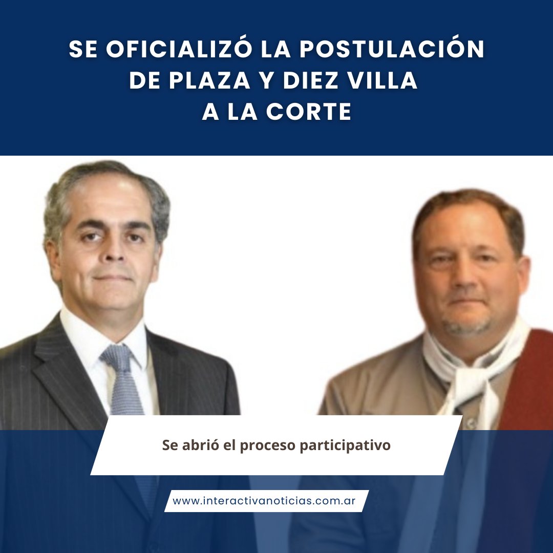 Se oficializó la postulación de Plaza y Diez Villa a la Corte: Abrieron el proceso participativo #Salta

interactivanoticias.com.ar/se-oficializo-…