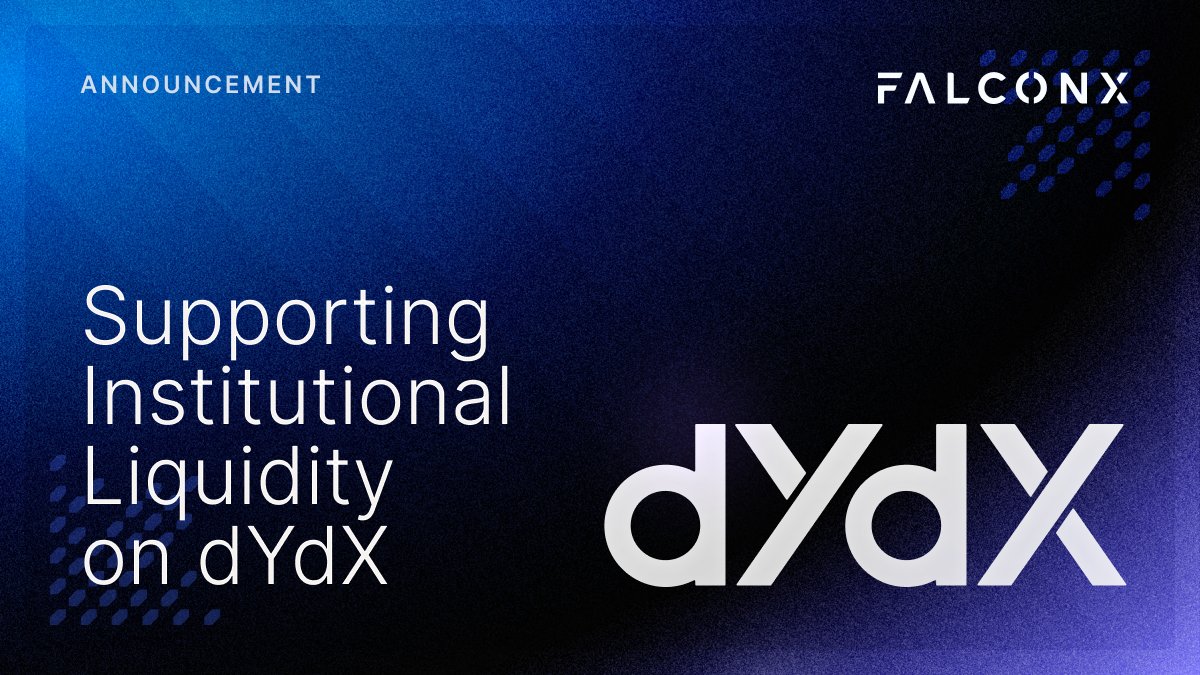 FalconX is partnering with <a href="/dYdX/">dYdX</a> to expand institutional access to on-chain derivatives markets.

Through the partnership, FalconX will support select perpetual markets on dYdX with institutional-grade liquidity and provide clients with access to dYdX’s exchange offering and