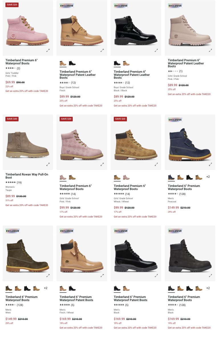snkr_twitr's tweet photo. AD: Timberland styles on sale for as low as $55.99 w/code TAKE20

Shop -> https://t.co/F8pxAgCGF0 https://t.co/hOZ4BvZJF5