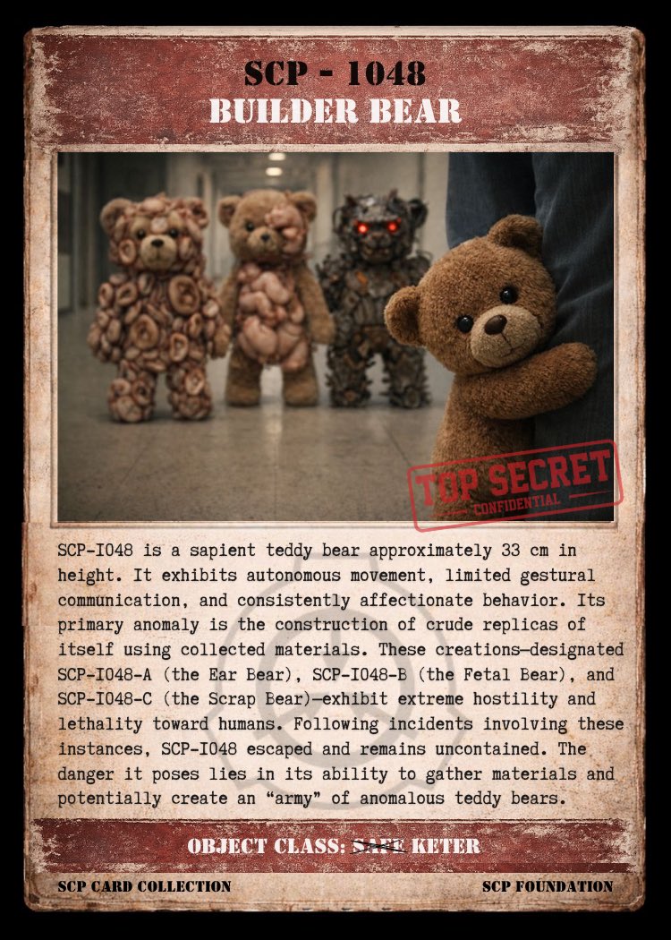 scpcollection's tweet image. #SCP #SCPFoundation #SCP1048 #BuilderBear