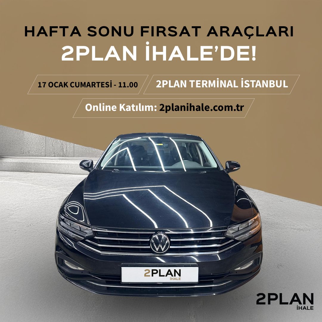 Hafta sonuna özel avantajlı fiyatlar ve geniş araç yelpazesi 2PLAN İhale’de sizi bekliyor! 🚗

Online platformdan hemen katılın, fırsatları kaçırmayın.

🗓️ 17 Ocak 2026 Cumartesi – 11:00
💻 Katılım: 2planihale.com.tr
#2PLAN #2PLANİhale