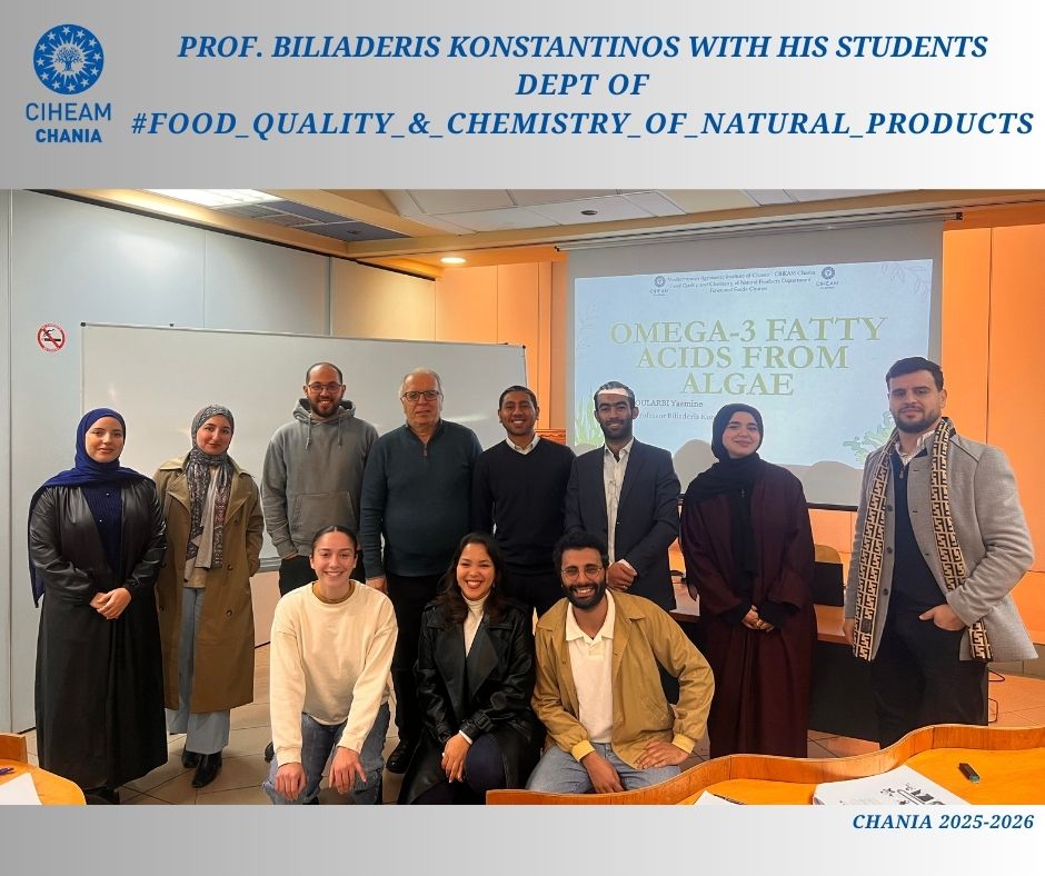 CIHEAM_MAICh's tweet photo. Prof. Biliaderis Konstantinos is visiting Professor at CIHEAM MAICh and teaches the course “𝘍𝘶𝘯𝘤𝘵𝘪𝘰𝘯𝘢𝘭 𝘍𝘰𝘰𝘥𝘴 𝘢𝘯𝘥 𝘉𝘪𝘰𝘢𝘤𝘵𝘪𝘷𝘦 𝘐𝘯𝘨𝘳𝘦𝘥𝘪𝘦𝘯𝘵𝘴” within the Food Quality &amp; Chemistry of Natural Products Department. https://t.co/RRys2I3Pbi