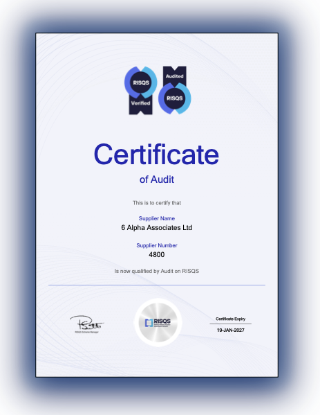 6_Alpha's tweet photo. 6 Alpha are proud to announce their recertification for the coming year under the Railway Industry Supplier Qualification Scheme (RISQS). A badge of quality and of our verified capabilities.

If we can assist with your rail industry project please visit https://t.co/cqs3dDXWT4 https://t.co/J5Es05BASe