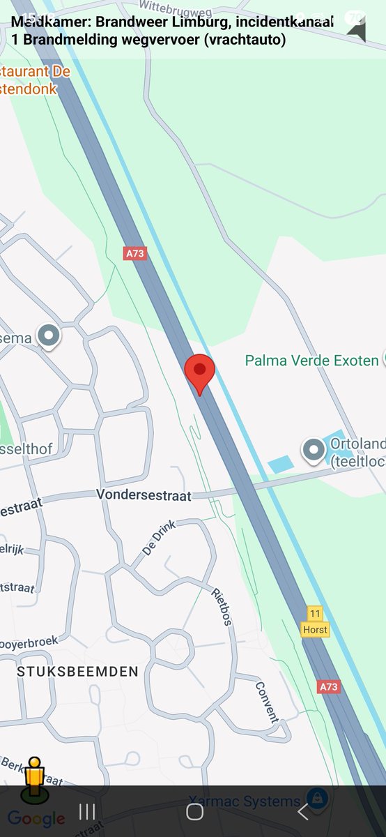 Brandmelding wegvervoer op de A73