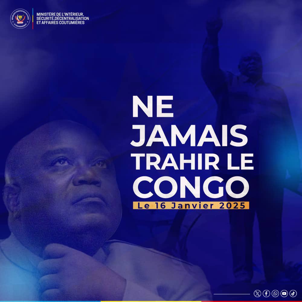 Ministère de l'Intérieur de la R.D Congo tweet media