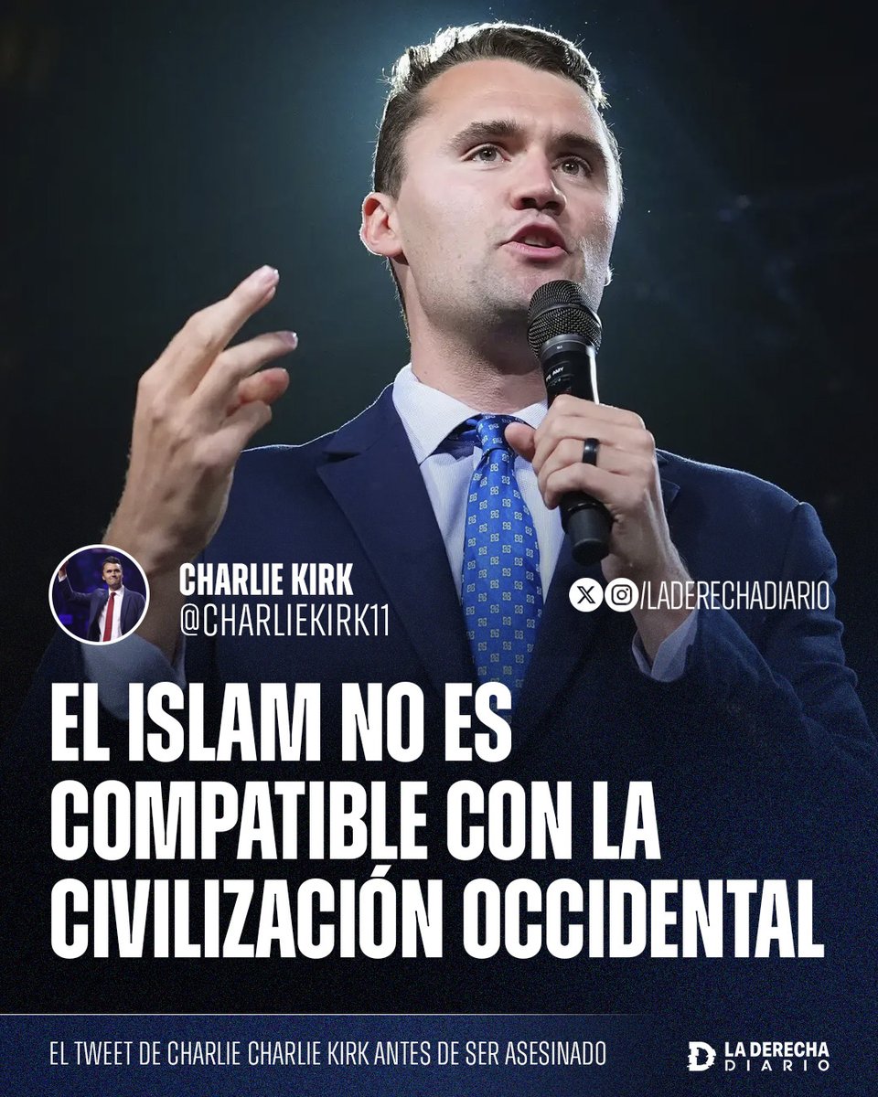 🇺🇸🇦🇷 | Tras la decisión de Milei en designar a la Hermandad Musulmana como organización terrorista, se viraliza la histórica frase del activista cristiano Charlie Kirk: "El islam no es compatible con la civilización occidental".
