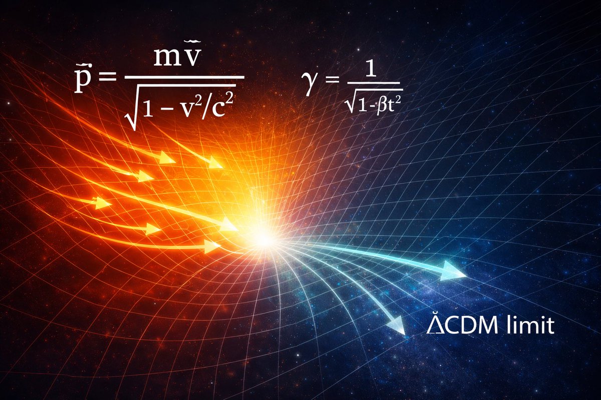 Dmitrylife's tweet photo. Just as relativistic momentum emerges from geometry rather than an extra interaction,
late–time cosmic acceleration may reflect a small, coherent geometric response of the cosmological background. #cosmology #theoreticalphysics #darkenergy

https://t.co/4Lyrv1B4AE https://t.co/2aPJNHxnDY