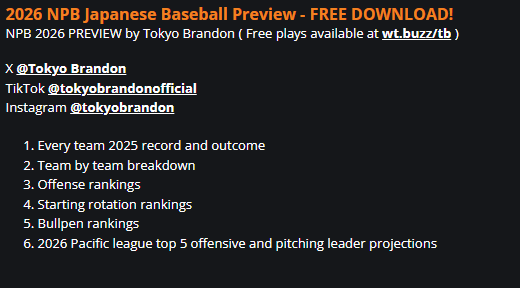 Tokyo_Brandon's tweet image. Free download! @WagerTalk 
👉wt.buzz/tb

#freedownload #baseball #sportsbetting