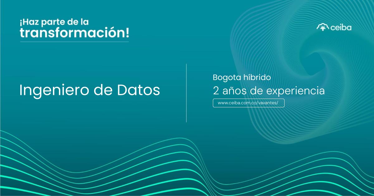 ¡Haz parte de la transformación #AnaliticaDatos!

En #FamiliaCeiba buscamos Ingeniero de Datos - Bogotá

📝 Aplica ingresando a: acortar.link/pT2lxU 
🔎 Visita nuestro sitio: acortar.link/lp5rHd 

¡Únete a #CeibaGT!

#TrabajoHibrido #Bogota