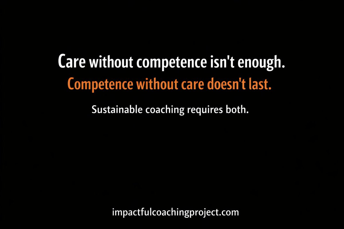 ICP_Project's tweet image. “Care without competence isn’t enough.
Competence without care doesn’t last.”

Sustainable coaching requires both.

impactfulcoachingproject.com

#ImpactfulCoaching #CoachingCulture