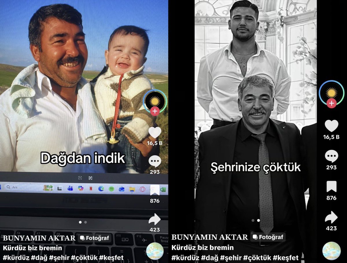 Tiktok’ta 17.000 beğenili “dağdan indik, şehrinize çöktük, kürdüz biz” paylaşımı.