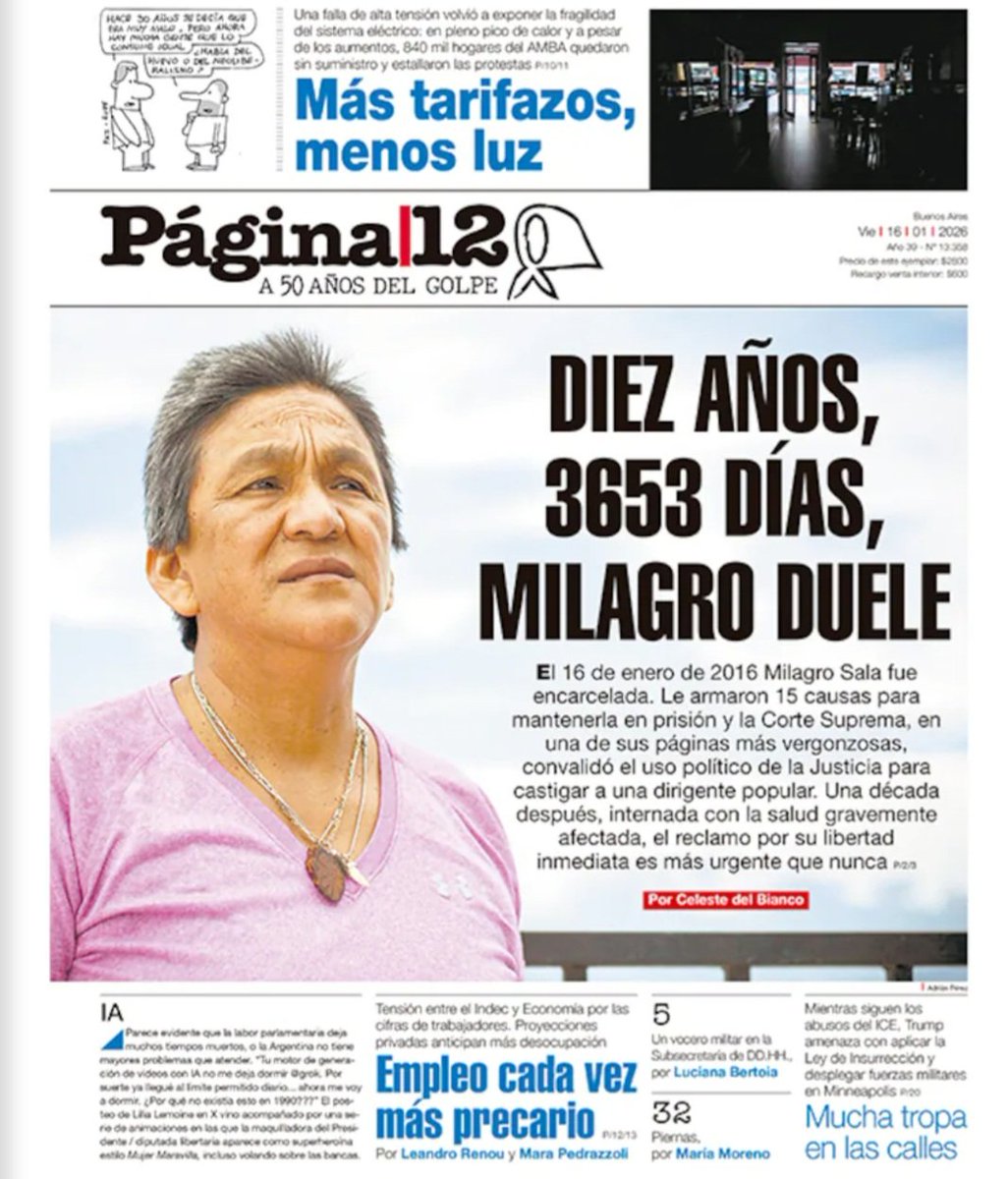 Diez años
3653 días
Milagro duele

✍️🏾 en <a href="/pagina12/">Página|12</a> 
pagina12.com.ar/2026/01/16/10-…