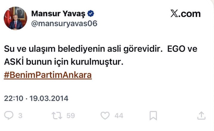 MANSUR YAVAŞ’A GÖRE 2014’TE SU VE ULAŞIM ASKİ VE EGONUN GÖREVI…

MANSUR YAVAŞ’A GÖRE 2026’DA SU DSİ’NIN, ULAŞIM ULAŞTIRMA BAKANLIĞININ GÖREVI…

MANSUR YAVAŞ MOZAMBIK BELEDIYE BAŞKANI…